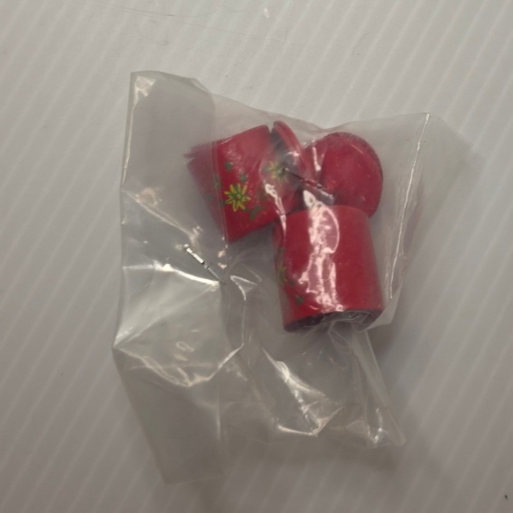 Vintage Dollhouse Miniature Red Canister Set Floral Taiwan Lot